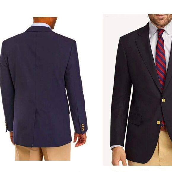 Brooks Brothers Two ButtonWool and Cashmere Blend Blazer Jacket Navy Blue 44